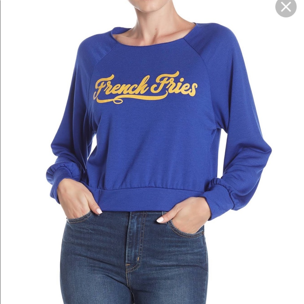 Hiatus Blue French Fries Cropped Sweatshirt